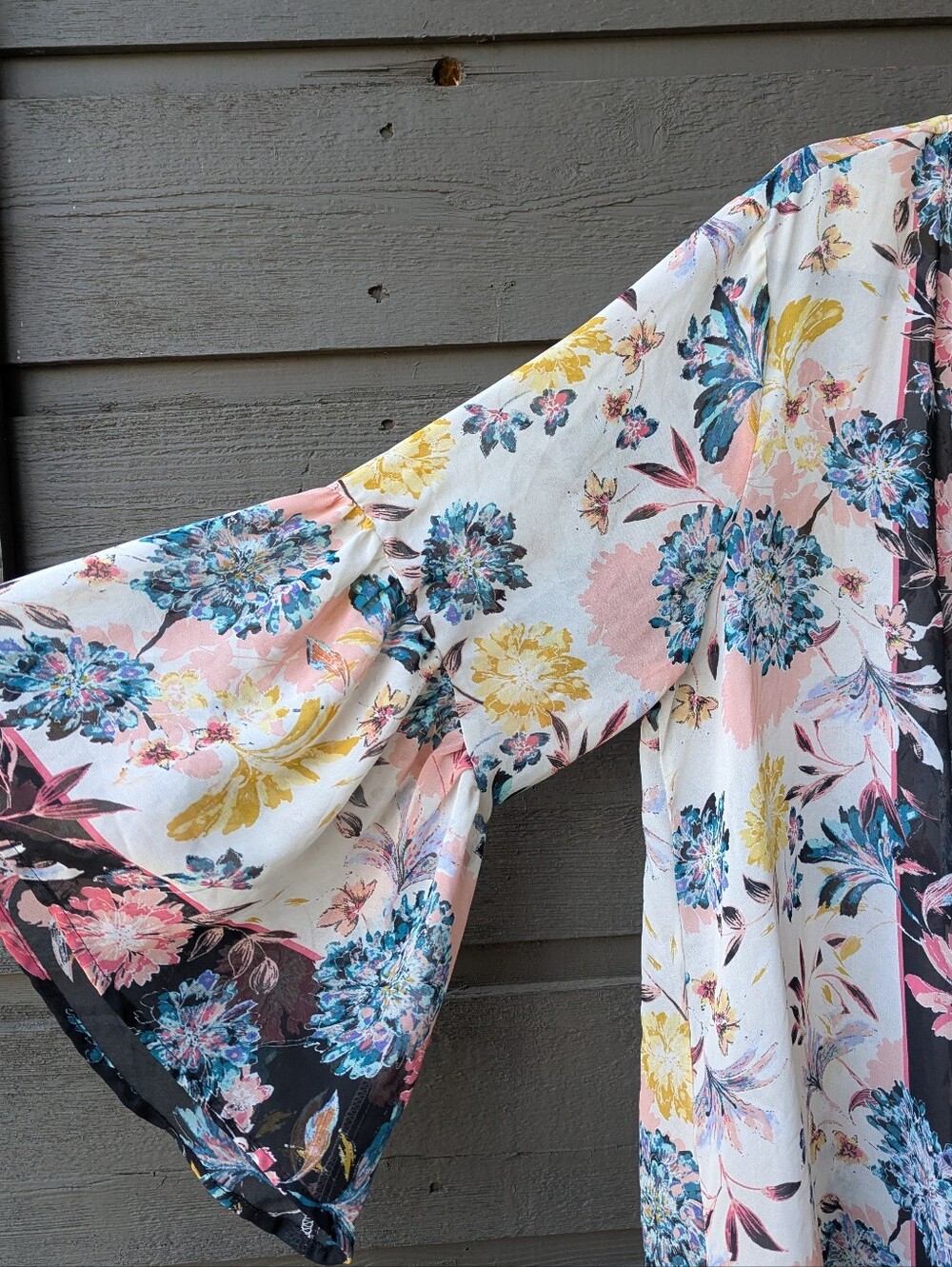 NWOT Style & Co. Floral Lightweight Semi-Sheer Kimono Bell Sleeves Size Medium - Picture 5 of 9